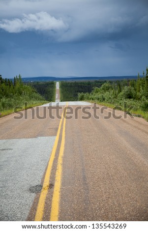 Rural highway in remote area of Alaska