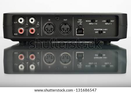back of USB Audio interface for Home recording or Mixing
