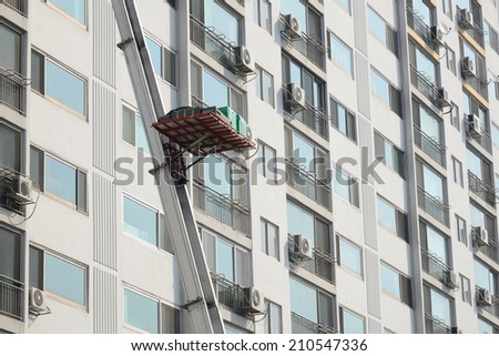 ladder truck for moving at apartment in Korea