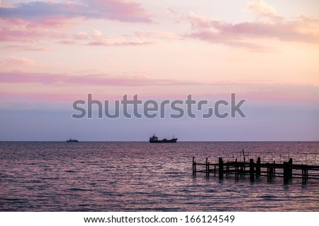 the sea and the sunset, evening in Gagra