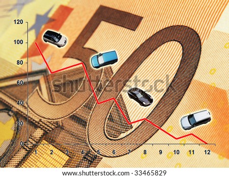 Concept: crisis in the European car market (euro)