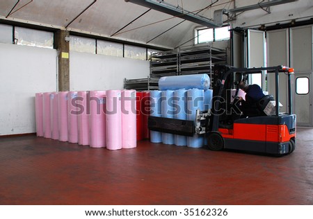 Foam warehouse. Roll of Polyolefin-based materials, used for many industrial applications