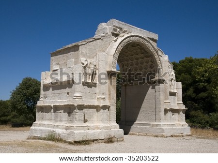 Glanum, Saint-Remy-de-Provence:  The triumphal arch. Roman city situated a kilometre south of Saint-Remy-de-Provence, possesses an impressive triumphal arch.  Close nearby is a intact cenotaph.