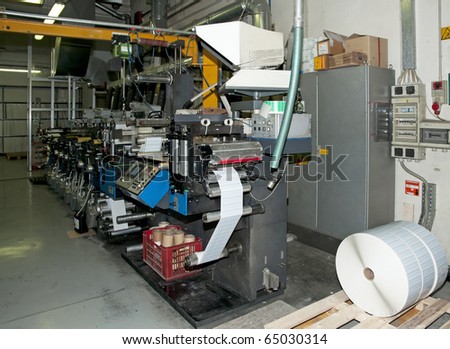 Flexo press for printing label. Flexography (also called surface printing), often abbreviated to flexo, is a method of printing most commonly used for packaging (labels, tape, bags, boxes, banners).
