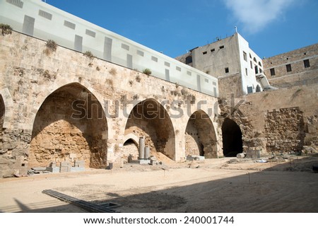 Acre, Israel - Citadel and prison. Acre (Akko, Akre) is a city in the northern coastal plain region of northern Israel at the northern extremity of Haifa Bay.