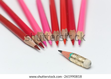 small, write-offs pencil teaches new, colored pencils.