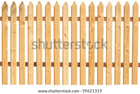 Picket fence isolated on white.  You can replicate it left and right any times.