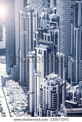 Picture of Dubai downtown, arabic luxury buildings, UAE, United Arab Emirates, business center, cityscape, expensive luxurious property, skyscrapers, hight building, travel and holiday concept
