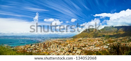 Beautiful Coastal City Landscape, Capetown, South Africa, High Mountains, Holiday And Vacation Concept