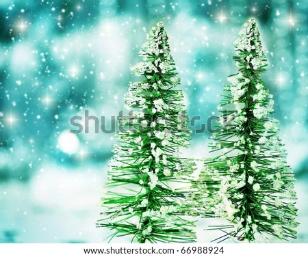 Christmas tree holiday background with winter ornament & abstract defocus lights decoration