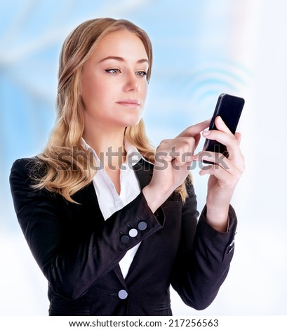 Closeup portrait of cheerful smiling businesswoman talking on phone, making deal, professional communication, business and success concept