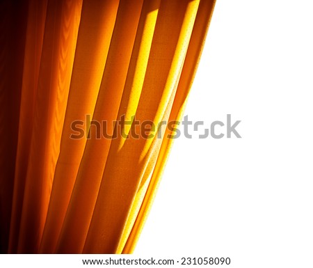 Luxury golden curtain border isolated on white background, antique art design of theatrical curtains, beautiful decor for windows