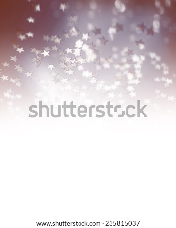 Festive starry border with white copy space, beautiful little shiny confetti, star shape glitters, Merry Christmas greeting card