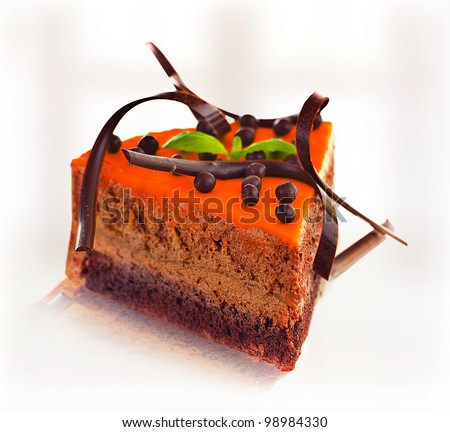Tasty sweet chocolate cake,  brown homemade delicious dessert, festive food design