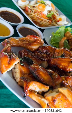 Hot Meat Dishes - Grilled Chicken Wings with Spicy Sauce