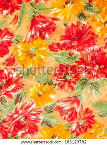 Colorful flower print cloth background.