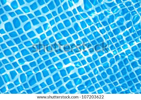 detail of pure water in the swimming pool. blue background