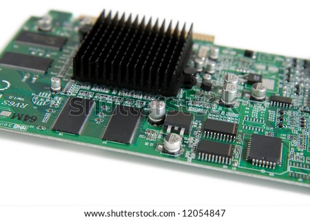 computer circuit board on white background