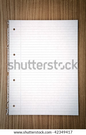 blank sheet of paper on table