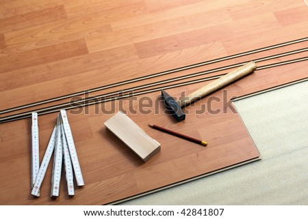 the wood flooring and tools