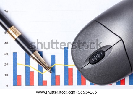 financial graph with computer mouse