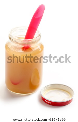 the glass jar of baby food
