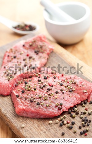 raw beef steak with pepper