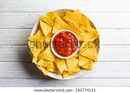 the corn nachos with tomato dip