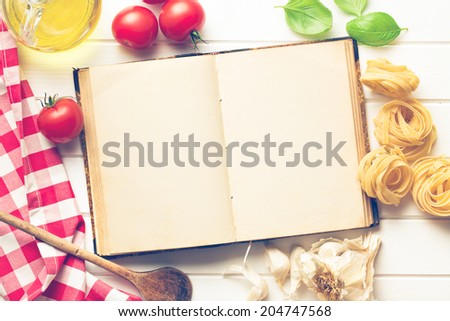 the blank recipe book and fresh ingredients