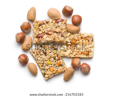nut bar on white background