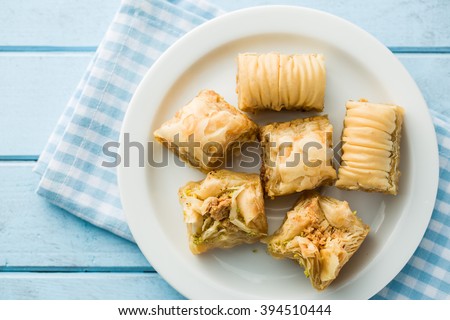 sweet baklava dessert on plate