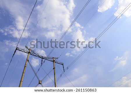 Set up the pole under the blue sky, close-up
