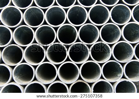 Stacked together of steel tube, close-up