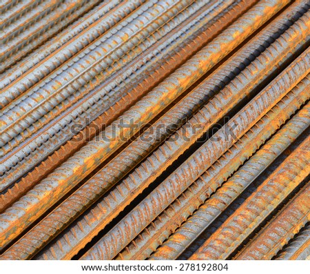 Close-up of ribbed steel bar