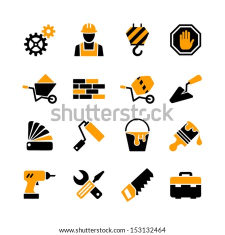 Web icons set building construction tools repair and decoration works Web icons set building construction tools repair and decoration works