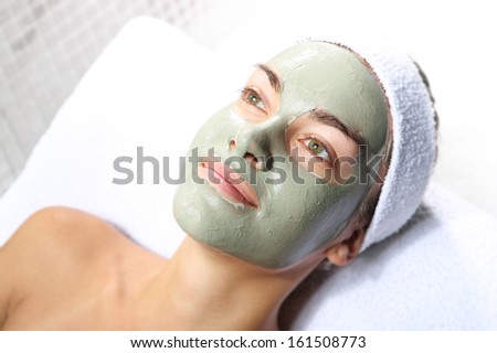 Herbal green mask beautiful woman relaxing