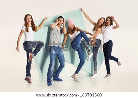 Group of energetic young people