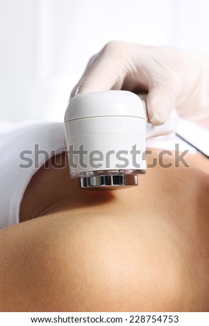Ultrasound, Woman at the beautician,The woman\'s face during a facial at a beauty salon