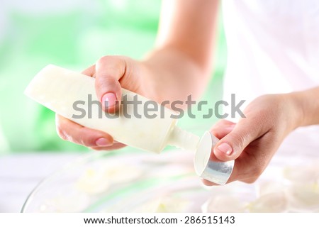Wellness and spa scrub hands. Grained hand peeling.The woman imposes on hand scrub cosmetic