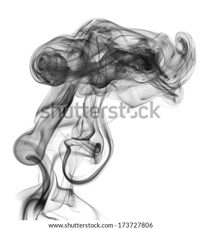 black smoke isolated on white background