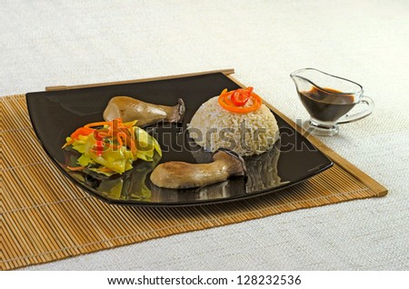 King oyster mushroom (almond abalone, French horn) with rice