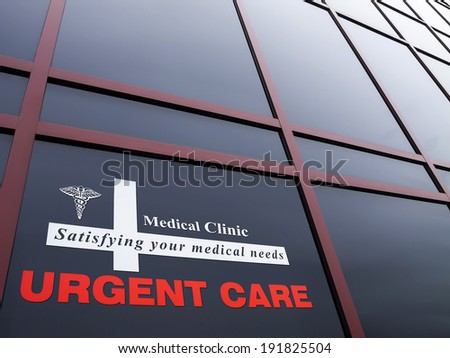 Urgent care medical  building and signage