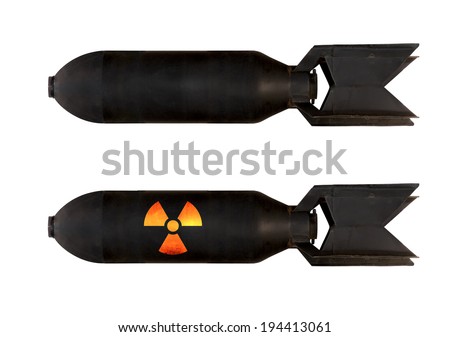 Bombs world war 2 era. with nuclear symbol.