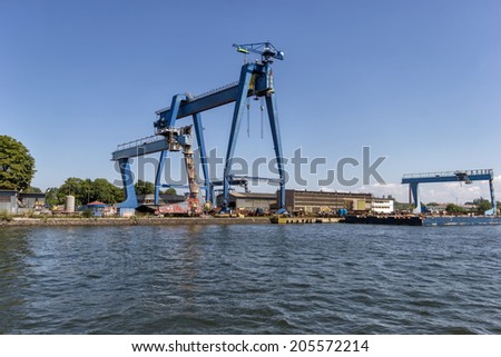 Gantry crane in shipyard Gdansk, Poland