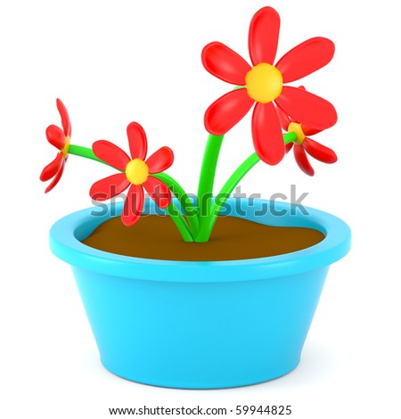 cartoon images of flowers. stock photo : Cartoon flowers in pot
