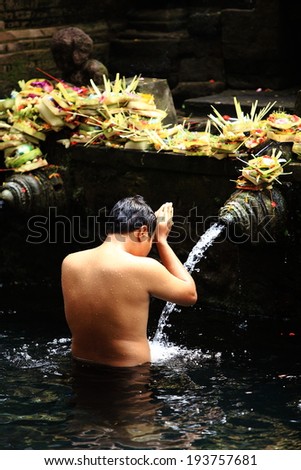 Tirta Empul Temple is a Hindu temple in the middle of Bali Island, Indonesia, famous for its holy water where Hindu Bali people go for purification.