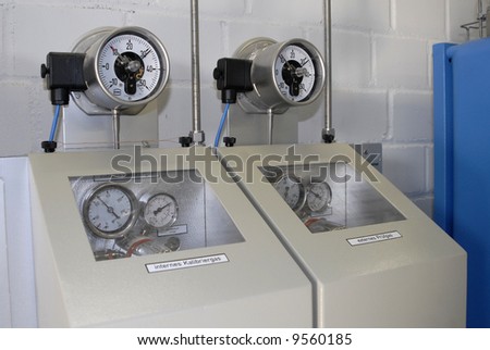 manometer or pressure gauges at a natural gas purification plant