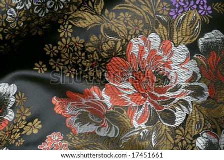 material texture - chinese satin fabric with embroidery