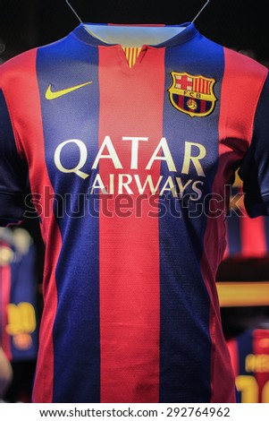 BARCELONA, SPAIN - AUGUST 21: Barcelona football club shirt for home match.