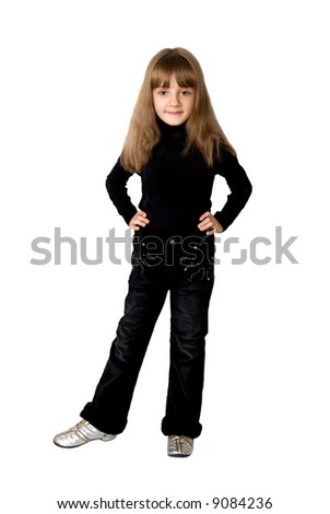 The girl in a black sweater and black pants